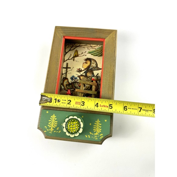 VTG Anri Thorens Music Box Wind Up Diorama Shadow Box Girl, Bird And Mushrooms - Picture 8 of 10